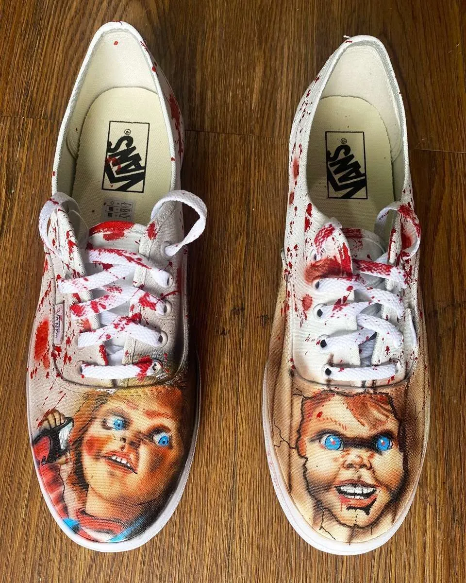 Never Say Never Chucky Vans Slip-On dipinte a mano