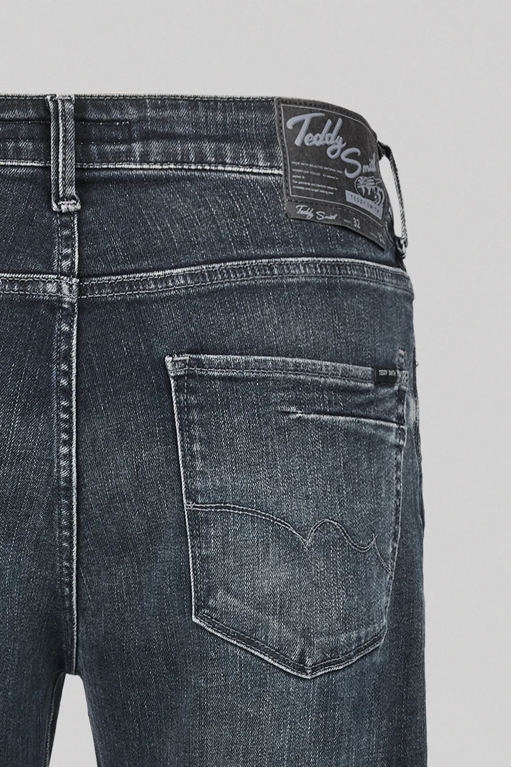 Teddy Smith Dylan Rock L32 Jeans Slim Grigio Blu Uomo