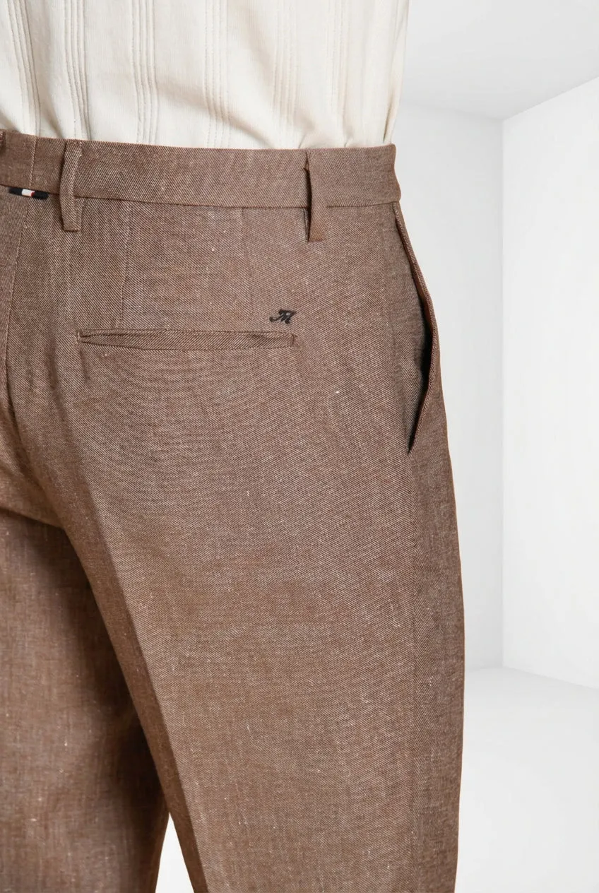 Mason's Boston pantalone chino uomo tortora lino relaxed