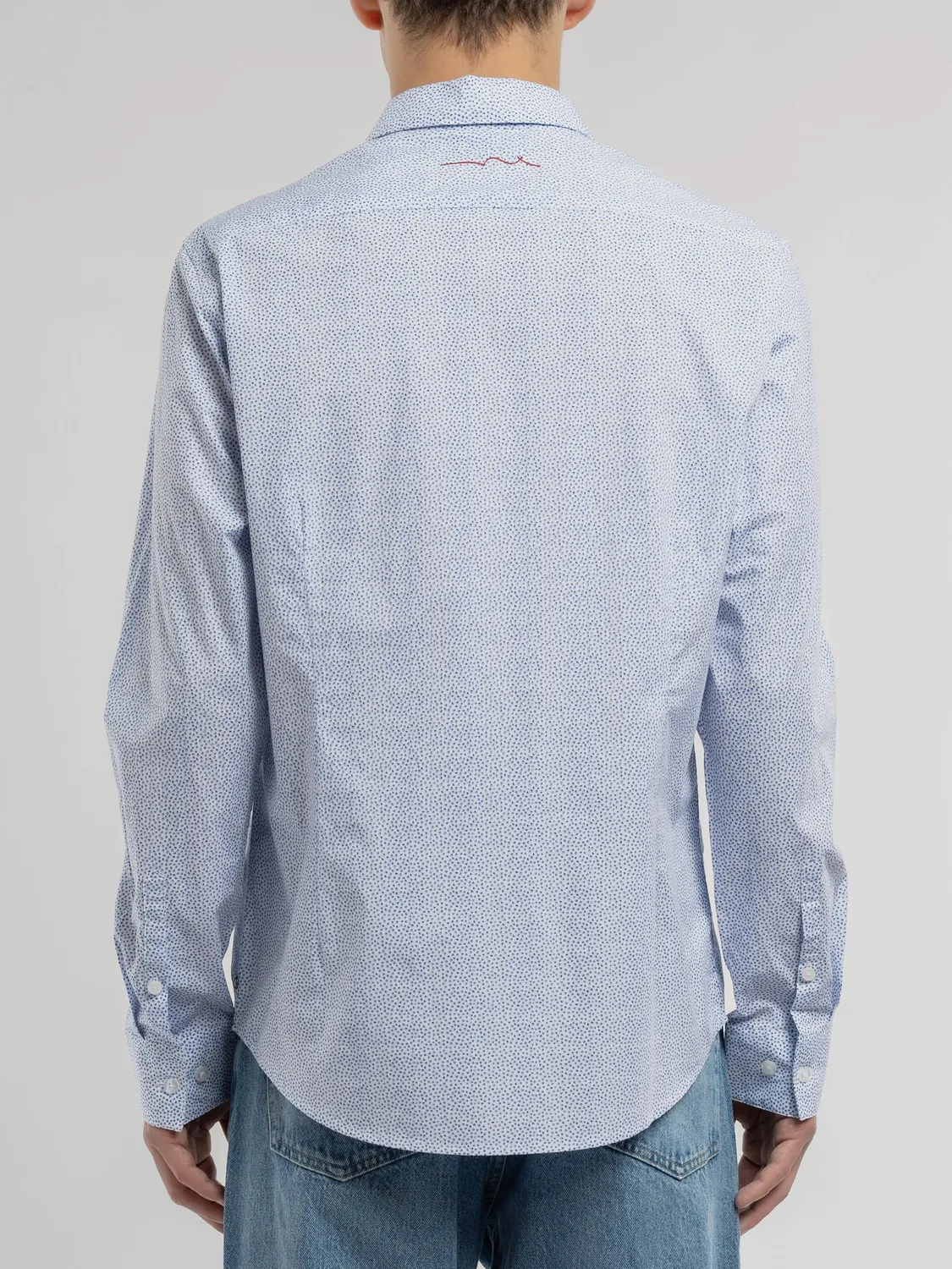 Teddy Smith Carton ML Camicia Bianca Micro Dots Cotone