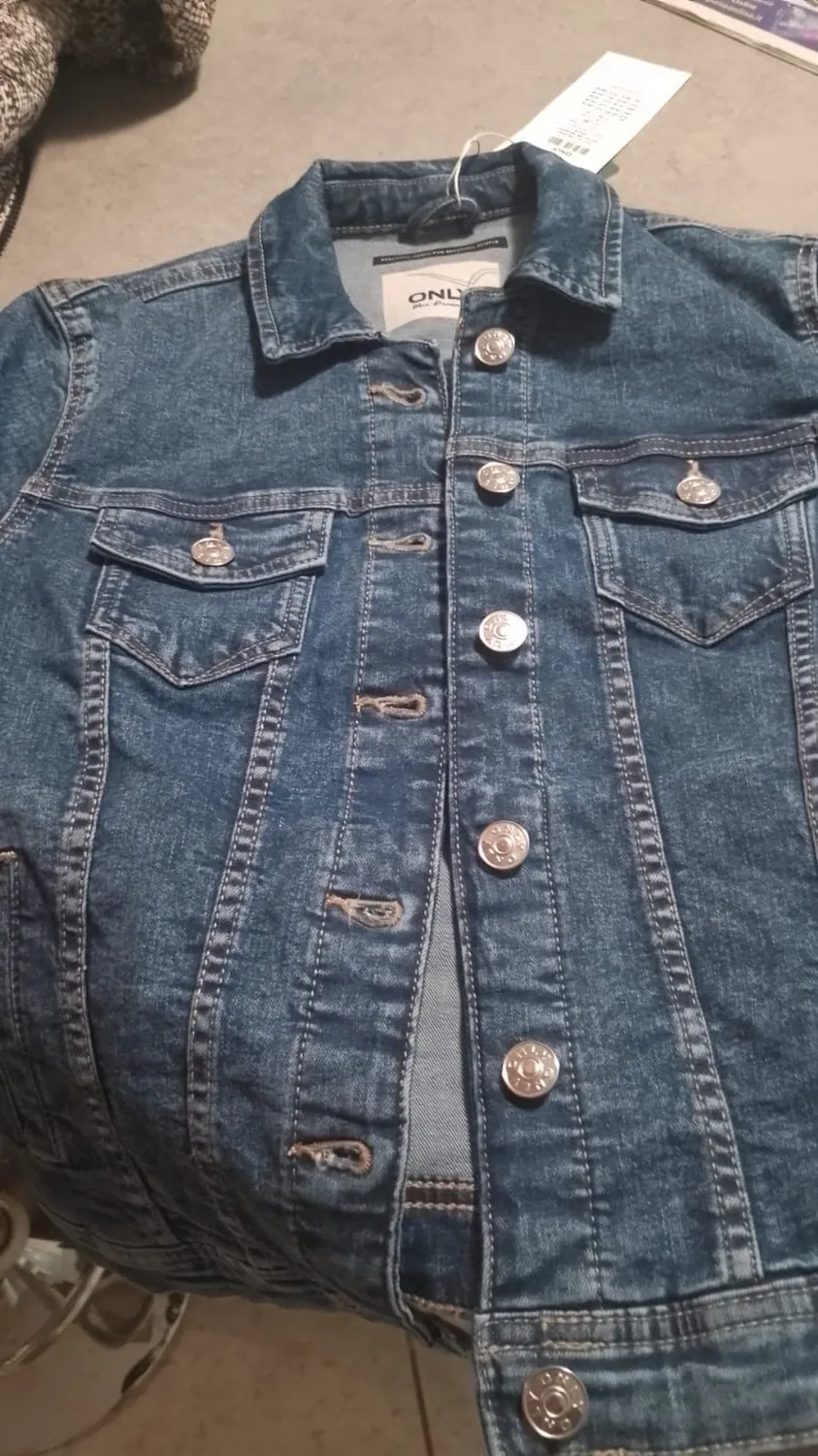Only Tia giacca jeans donna blu cotone elasticizzato bottoni