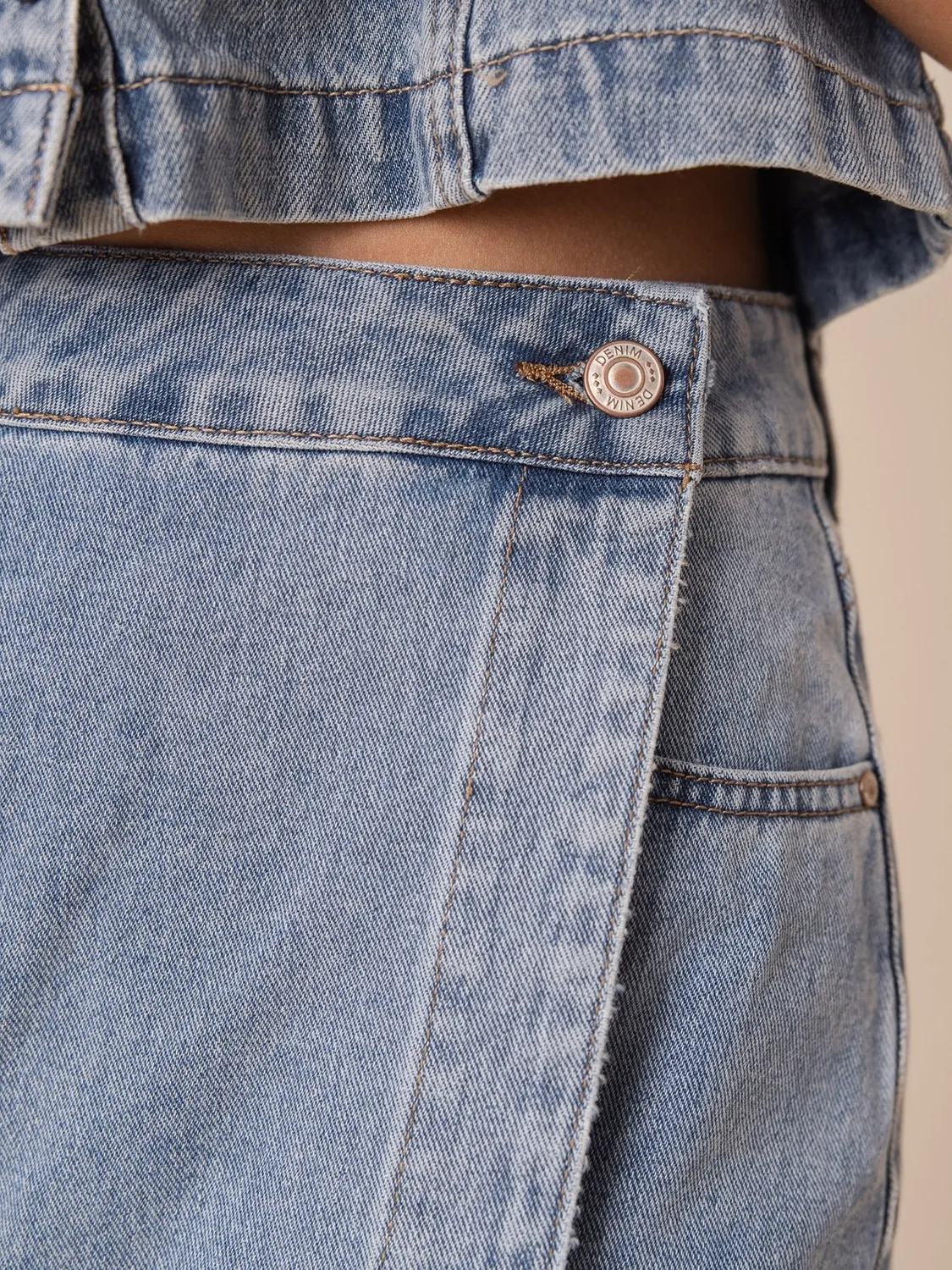 Oraije Jadene gonna shorts denim blu stone