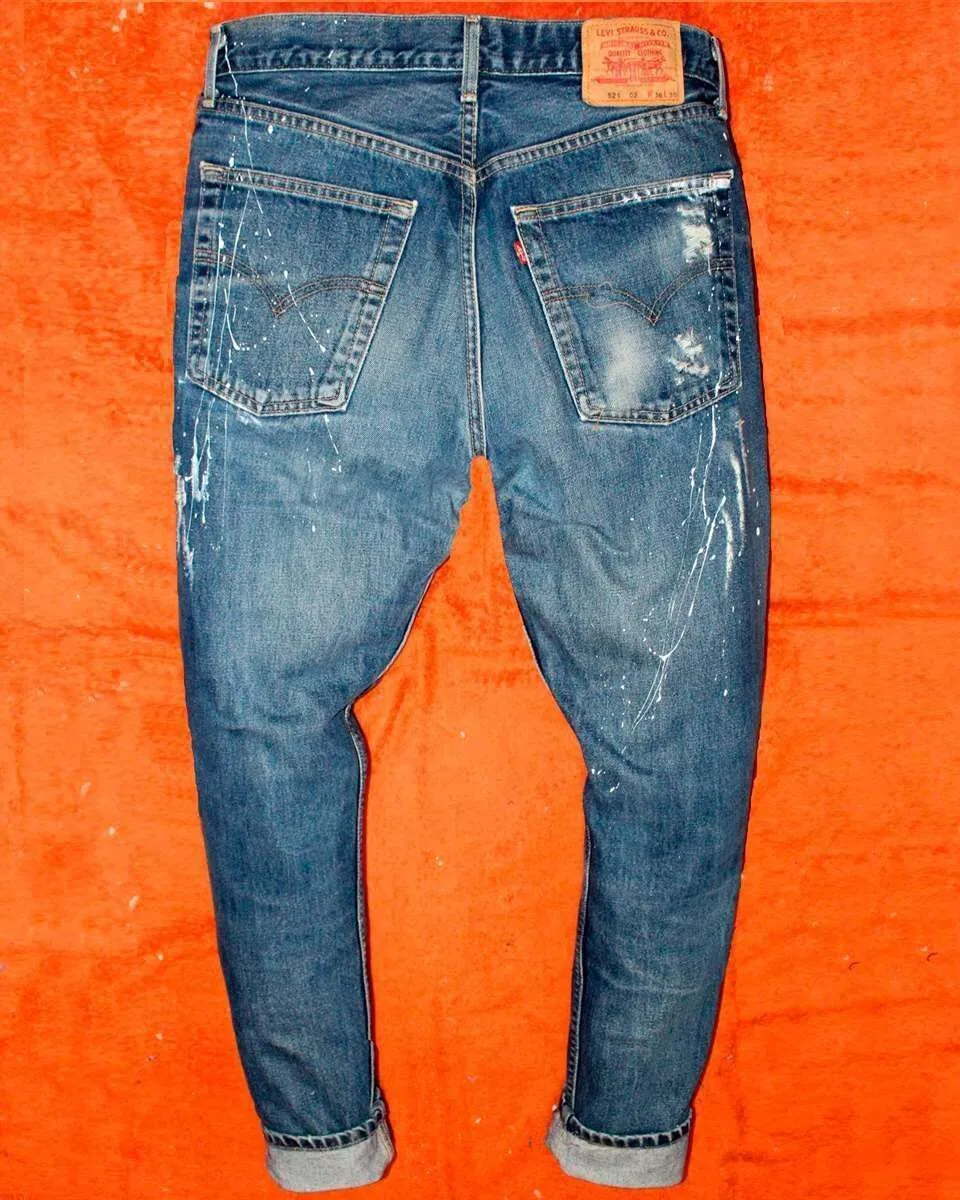 Never Say Never Levi's Vintage Jeans Barber 07 dipinti a mano