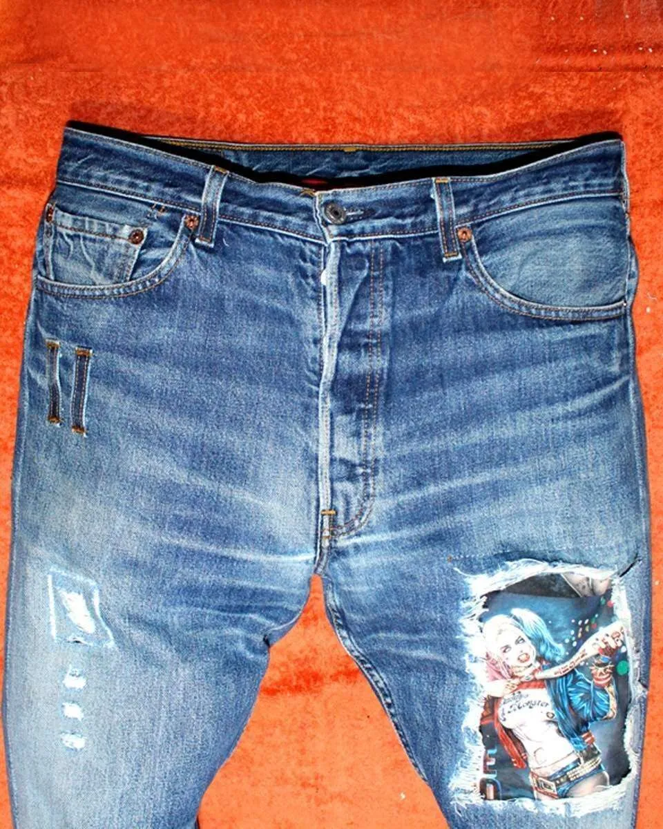 Levi's Vintage Harley Quinn Joker jeans dipinto