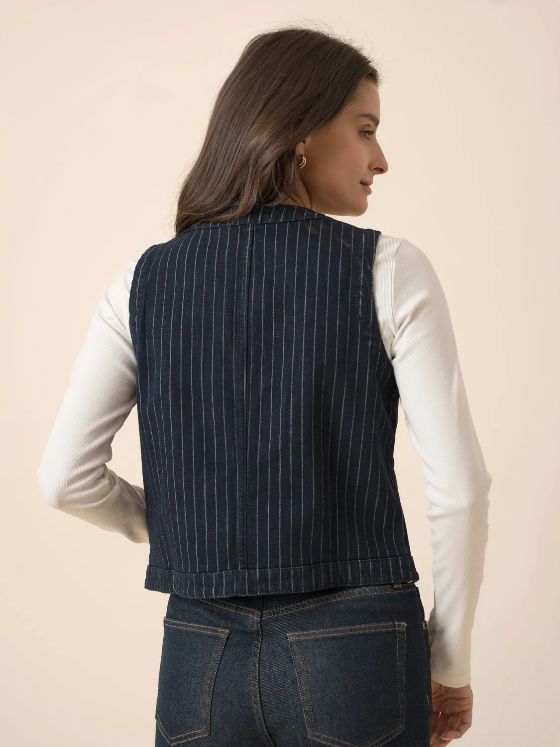 Oraije Elia giacca jeans rigata grezza