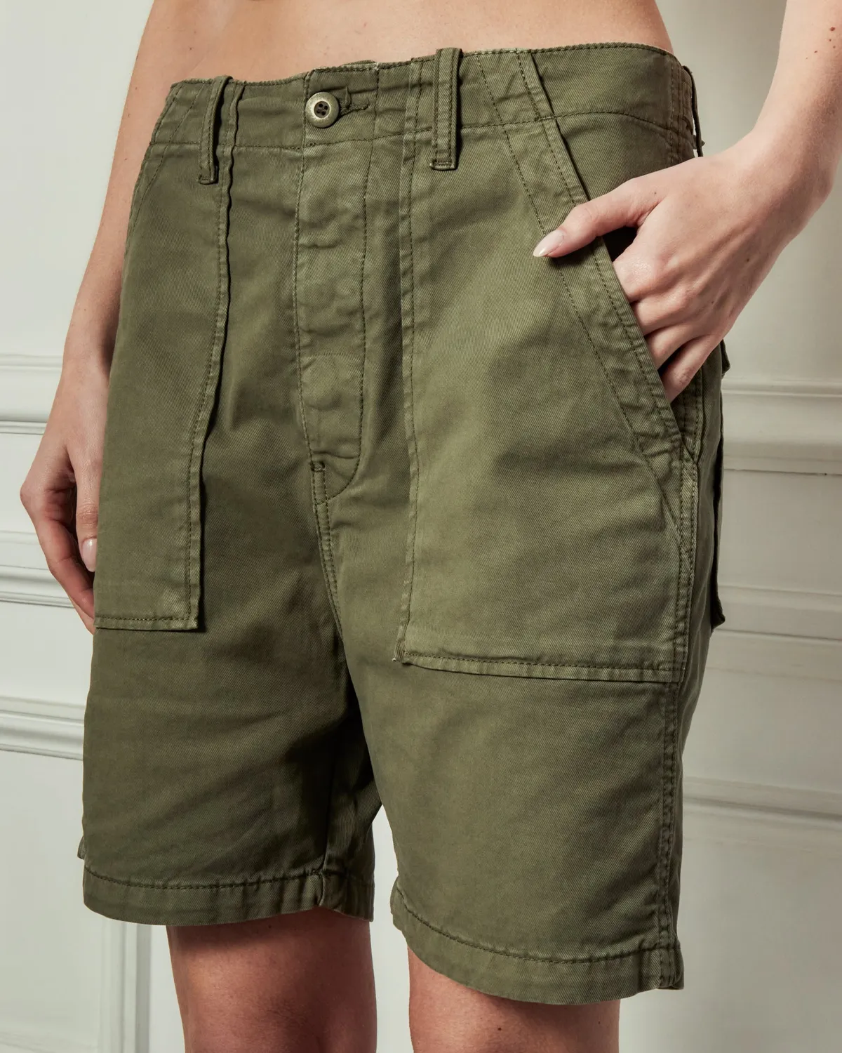 Acquaverde Patrol bermuda light kaki vita alta