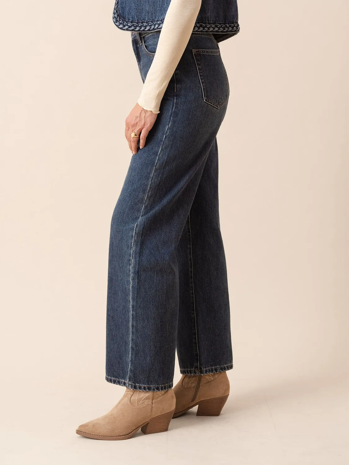 Oraije Noa jeans larghi blu scuro cotone