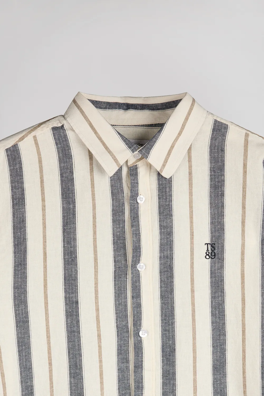 Teddy Smith C-Darius camicia uomo lino righe blu navy