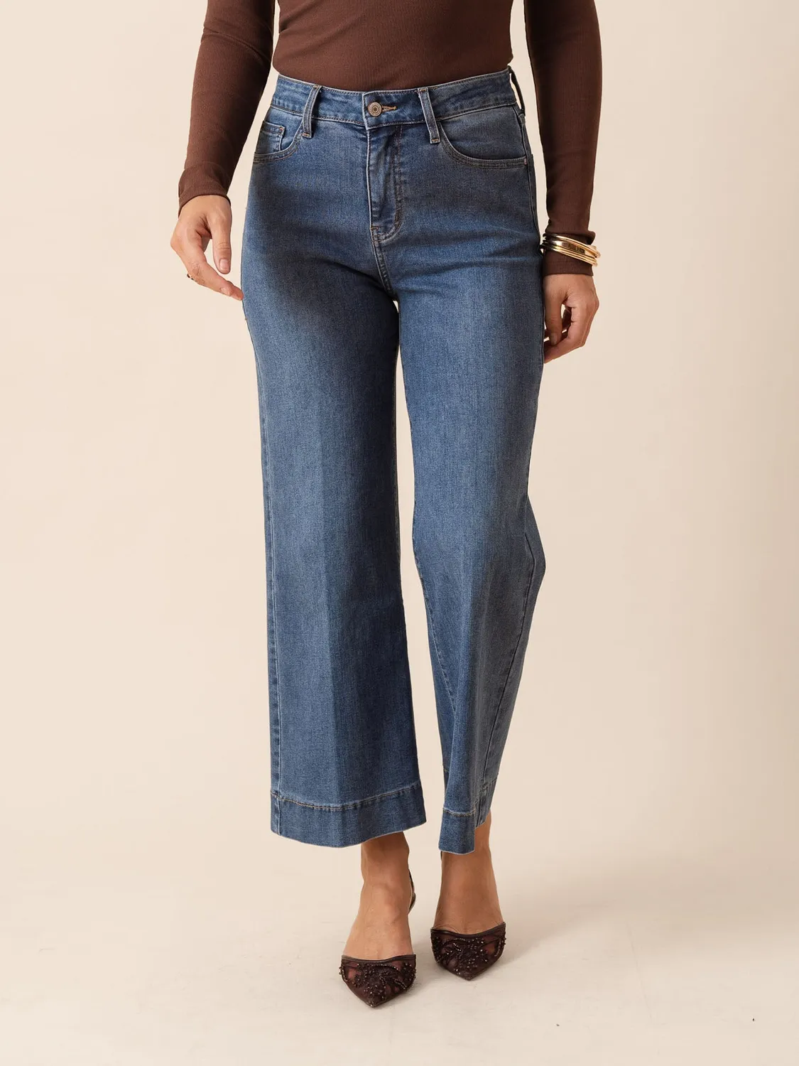 Oraije Windy jeans wide blu scuro petite
