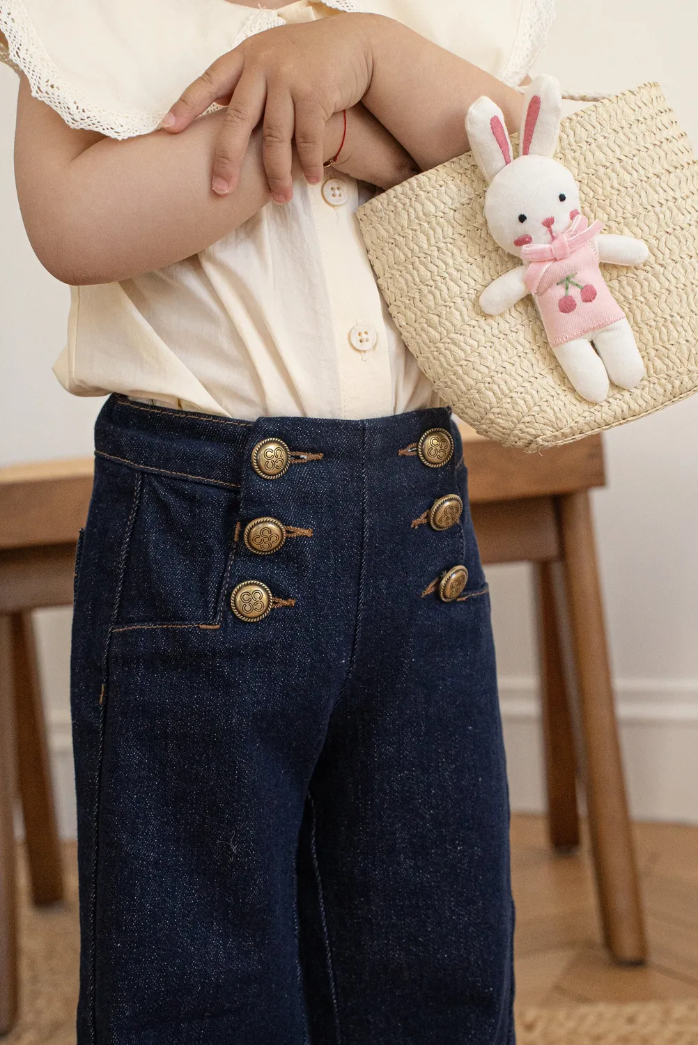 Oraije Vittoria jeans wide bimba denim grezzo