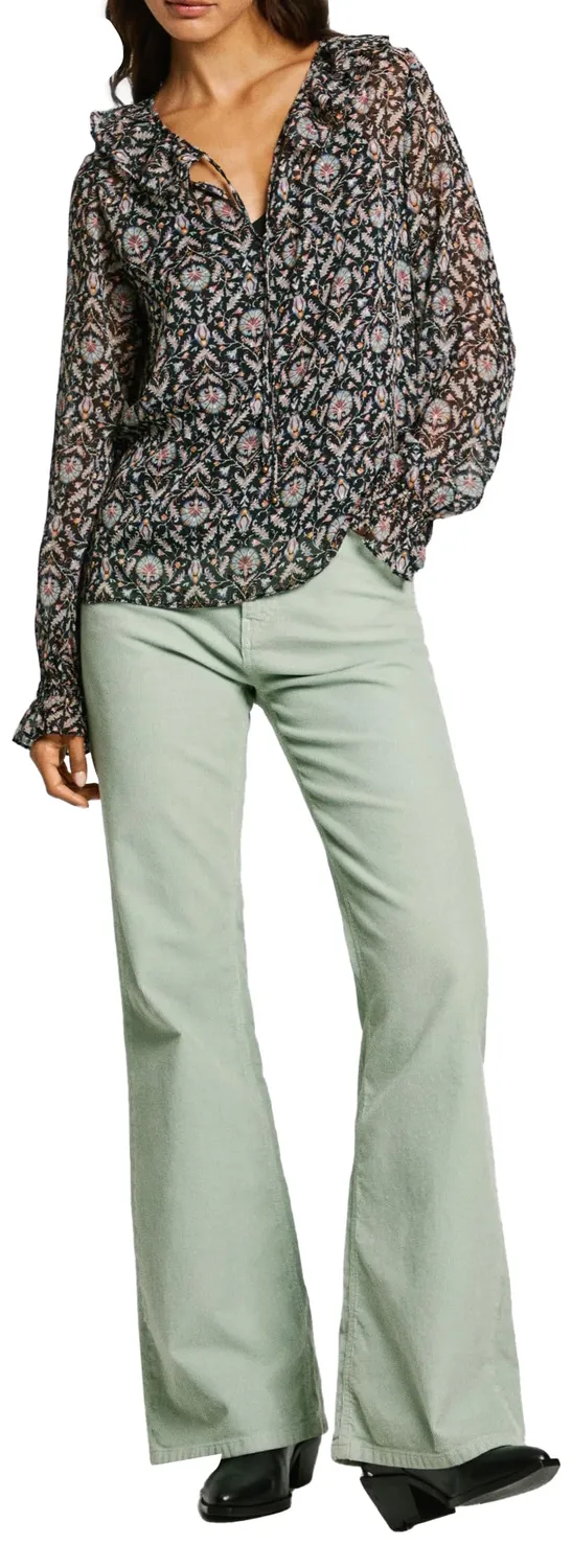 Pepe Jeans camicetta donna manica lunga chiffon volant