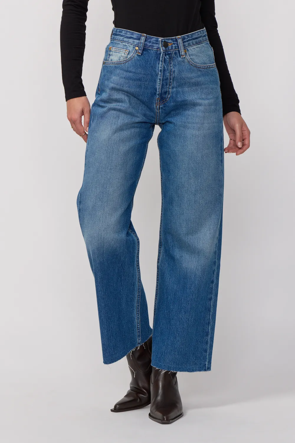 Acquaverde Thelma Jeans Dritti Dirty Vita Alta Rigidi