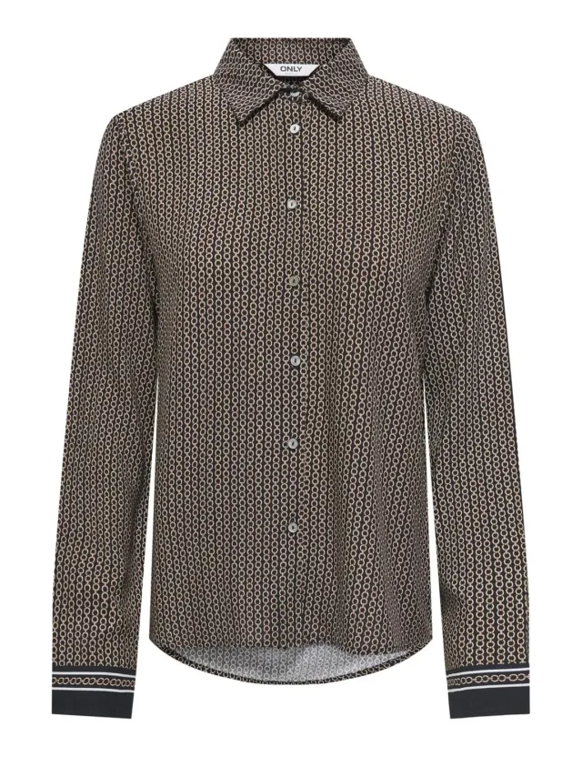 ONLY Onlveda Border camicia manica lunga nera XS
