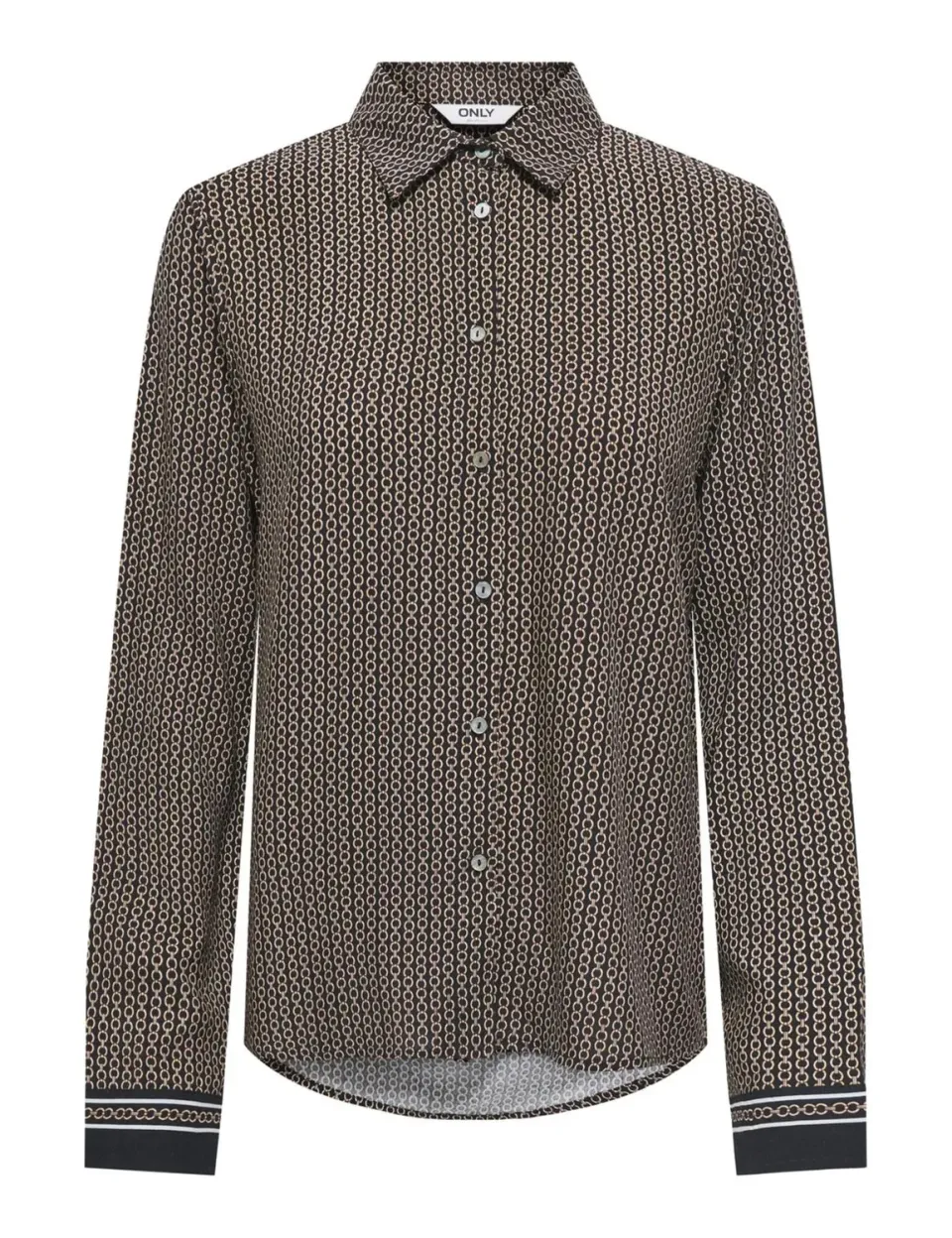 ONLY Onlveda Border camicia manica lunga nera XS