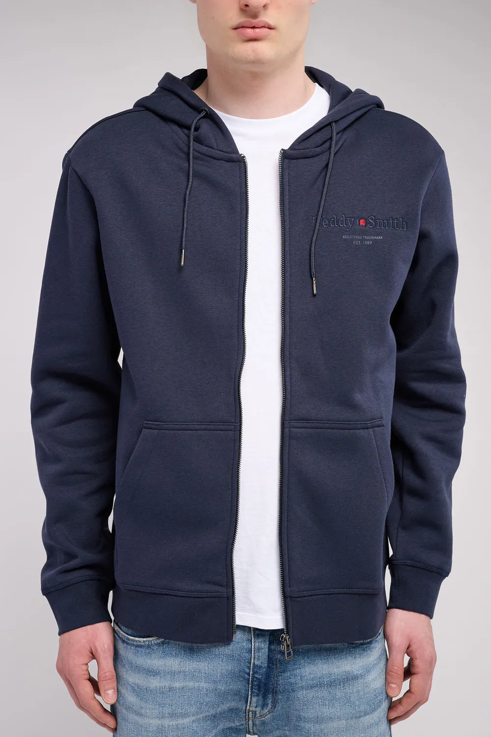 Teddy Smith Giclass Jim HZ felpa zip cappuccio blu navy uomo