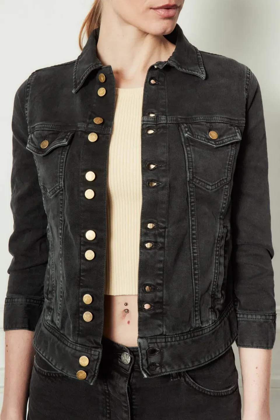acquaverde Carmen giacca jeans black stone aderente