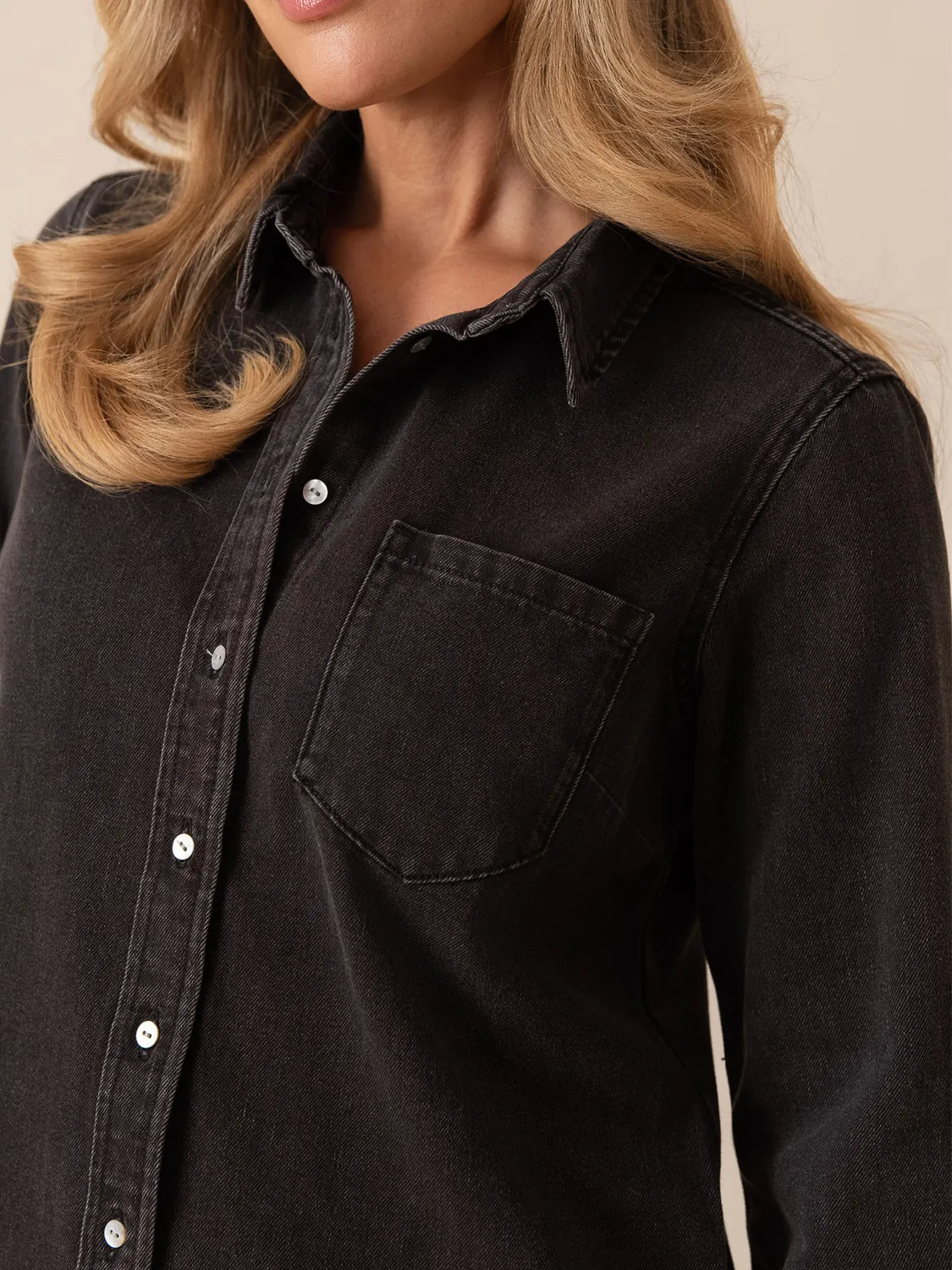 Oraije Celia camicia denim grigia oversize premium