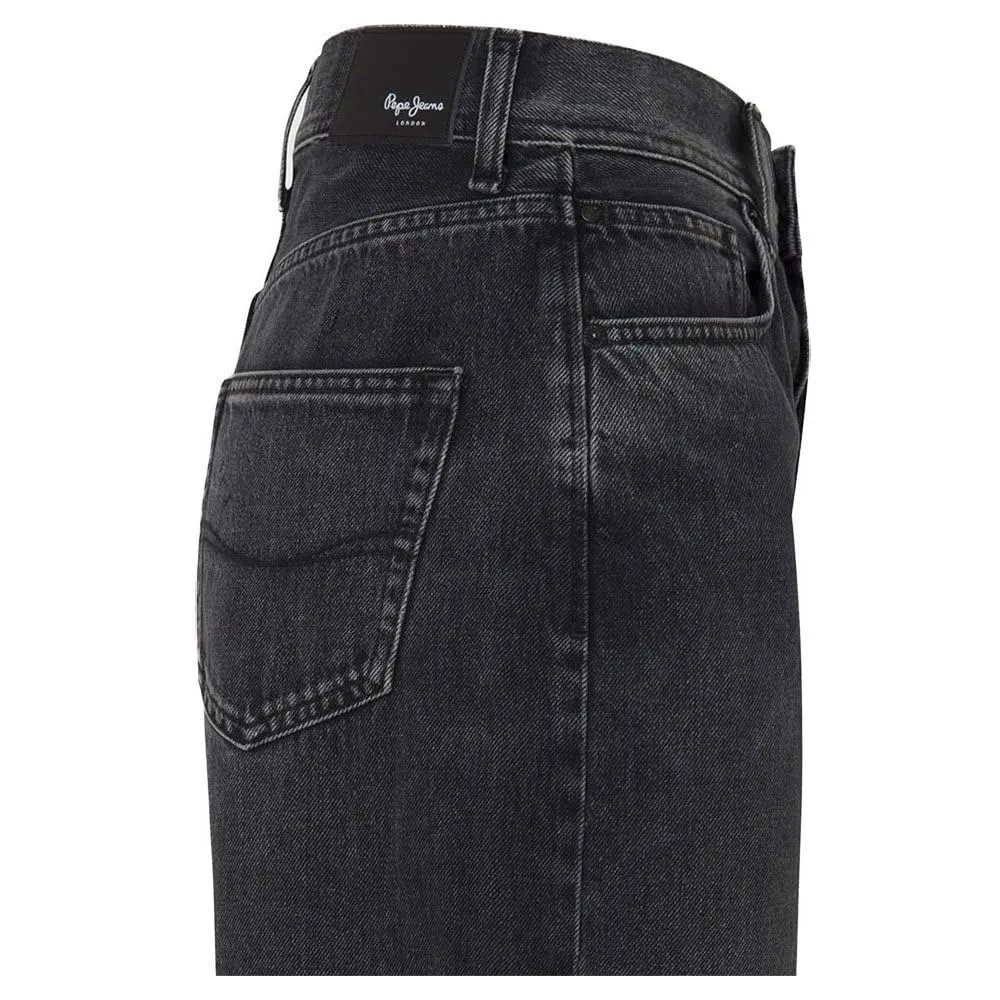 Pepe Jeans Addison Jeans Barrel Donna Nero Denim vita alta