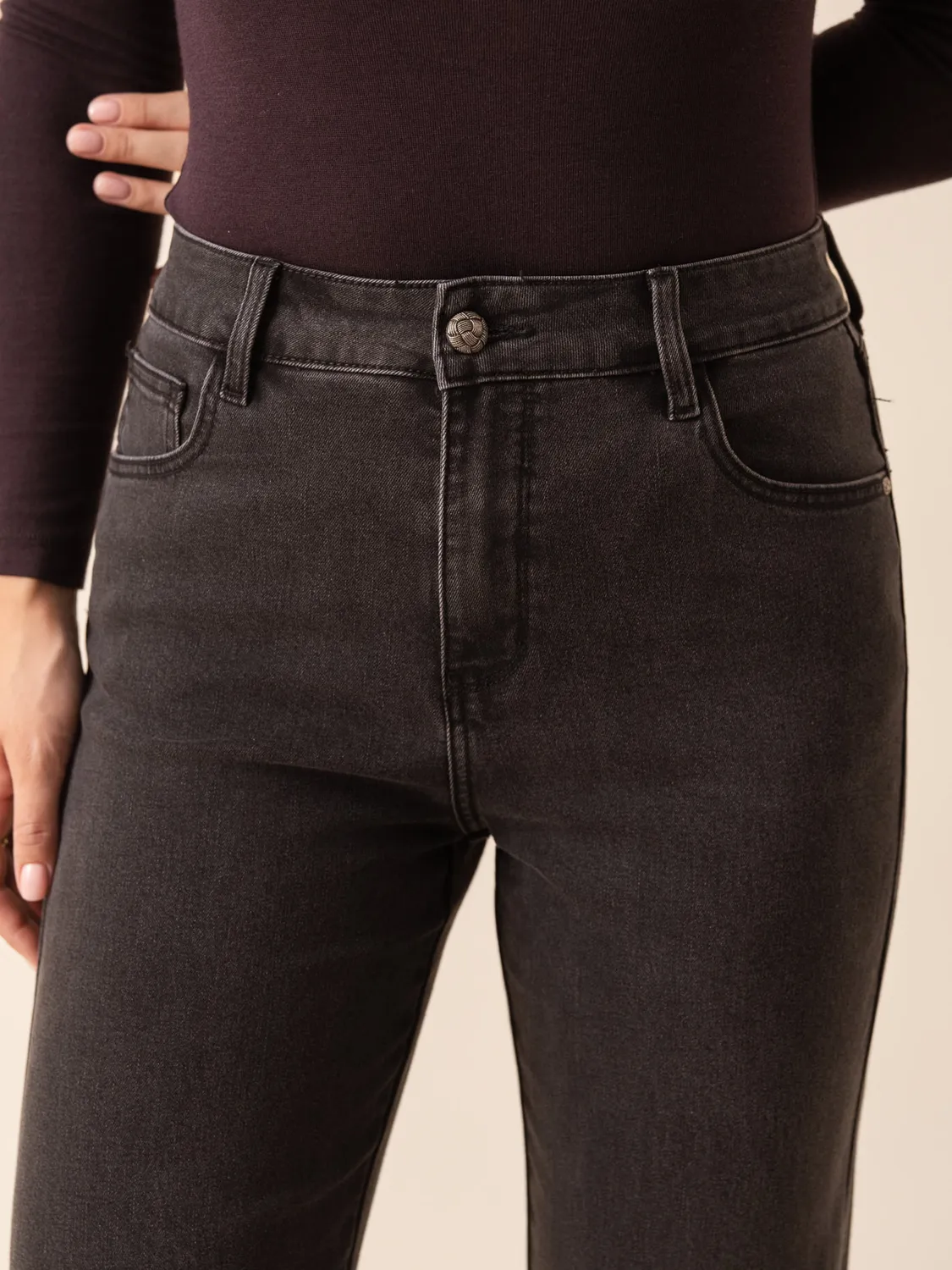 Oraije Kendall jeans dritto lungo grigio scuro