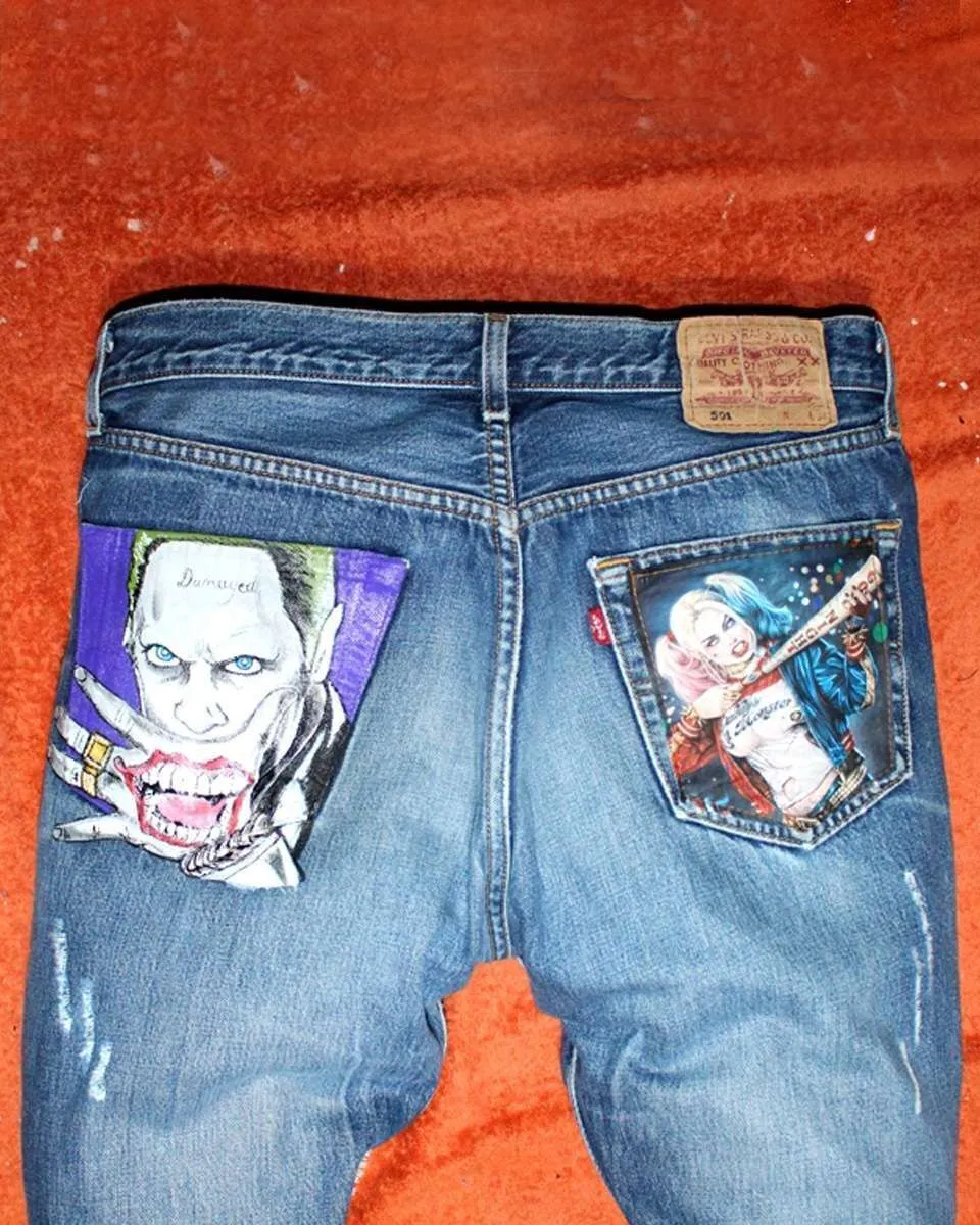 Levi's Vintage Harley Quinn Joker jeans dipinto
