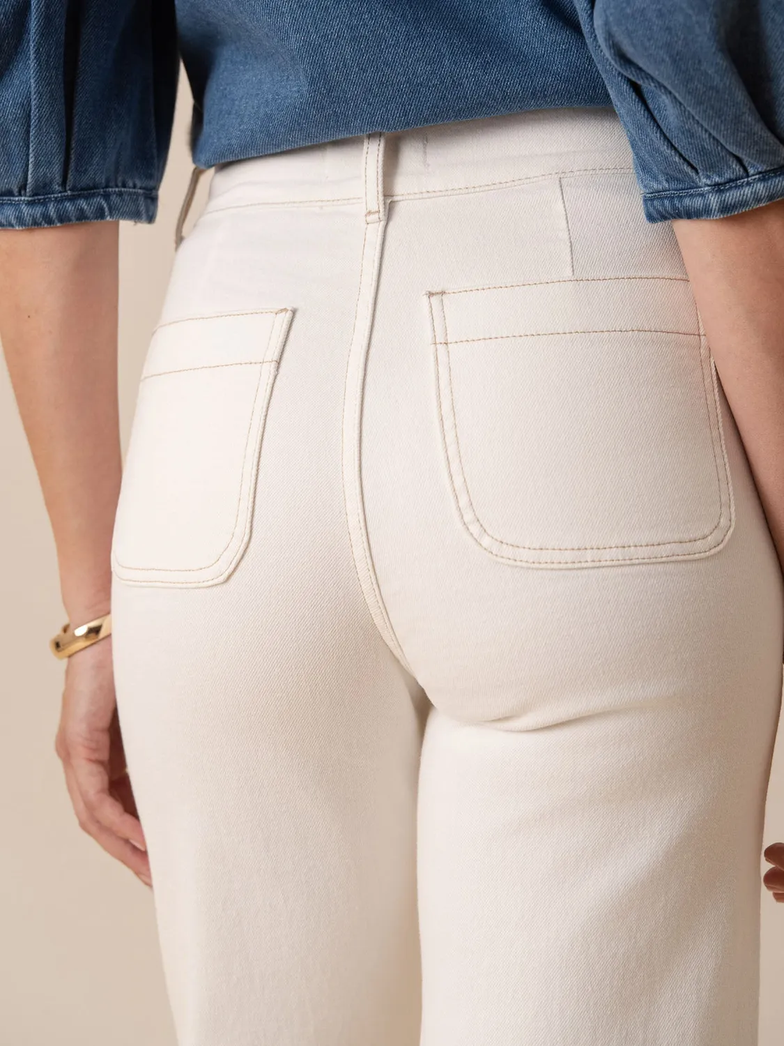 Oraije Elena jeans flare bianco taupe
