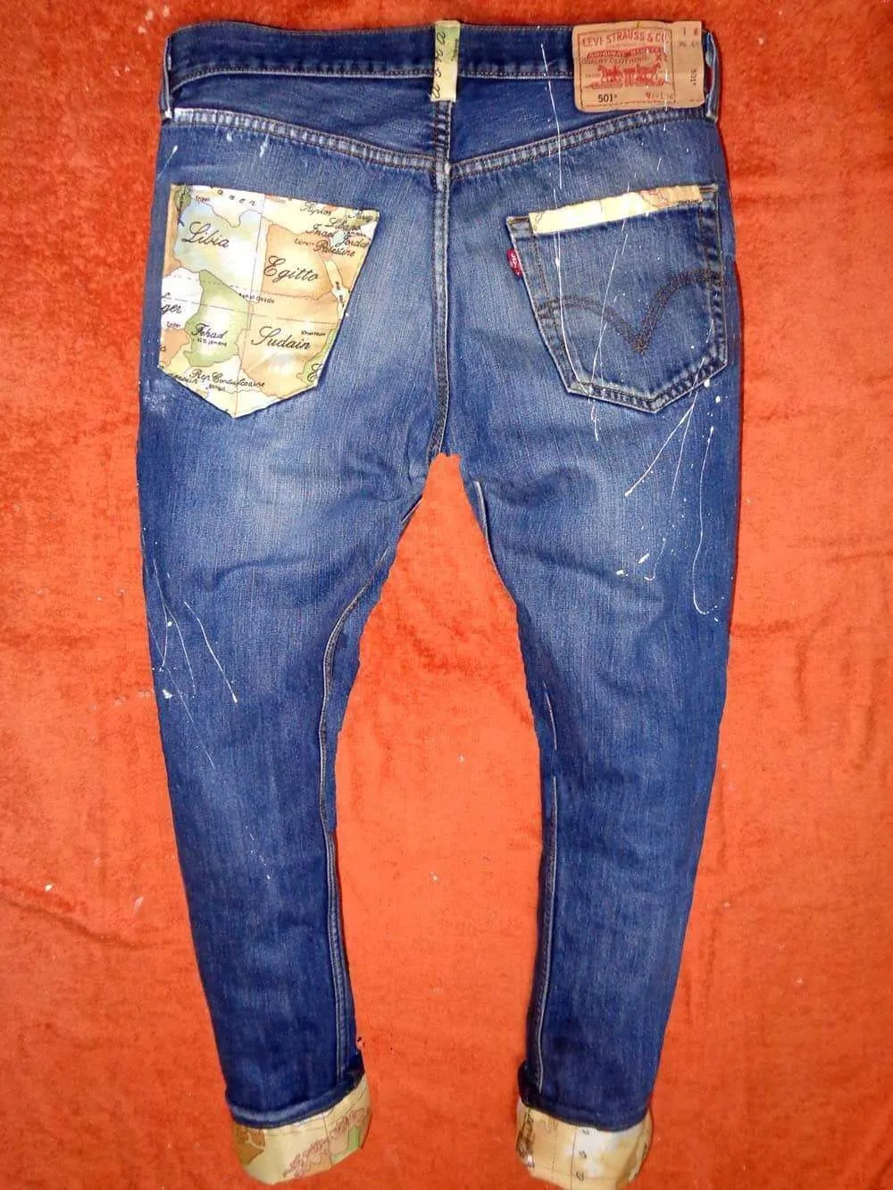 Never Say Never Mappamondo Jeans Vintage Personalizzati Mappamondo