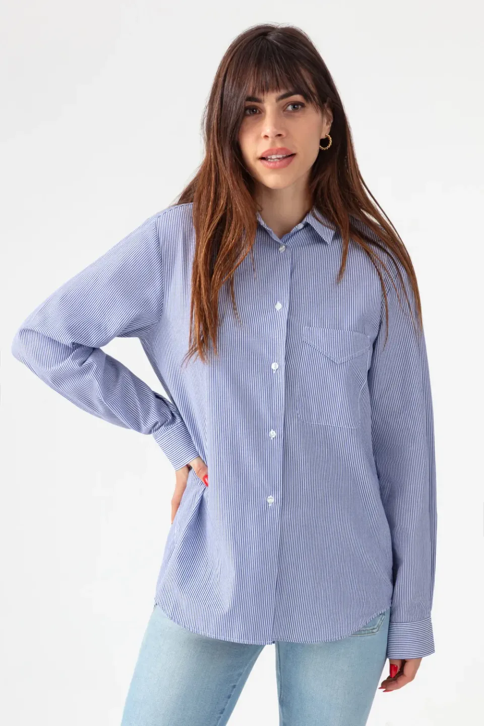 Acquaverde Boy camicia Easy Stripes in popeline