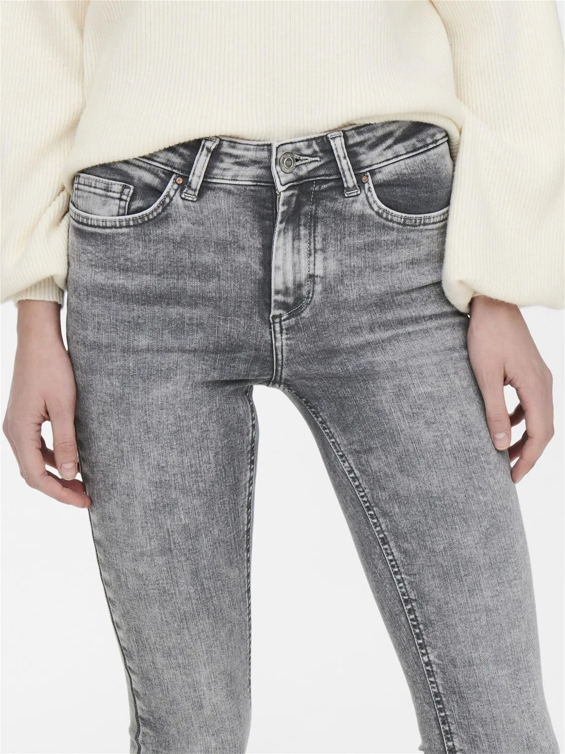 Only Onlblush Mid SK Tai jeans donna grigio chiaro skinny