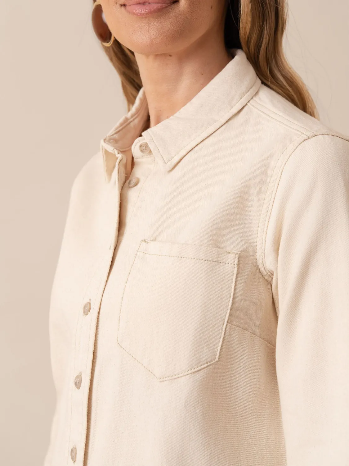 Oraije Celia camicia beige denim oversize cotone