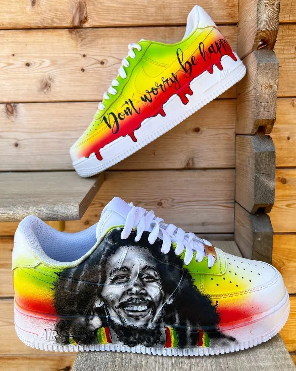 Never Say Never Air Force 1 Bob Marley sneakers dipinte