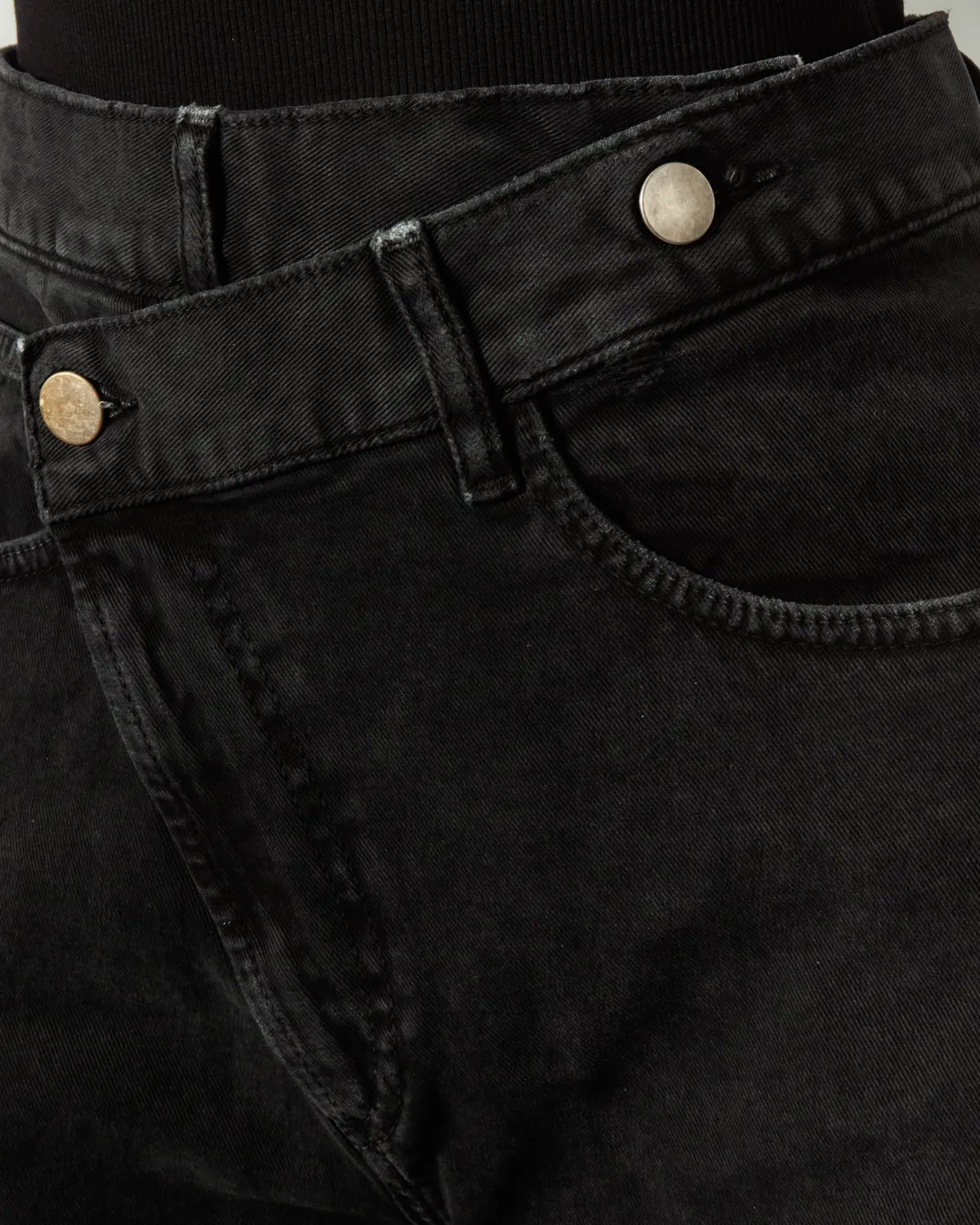 acquaverde April jeans dritti Black Stone denim pesante