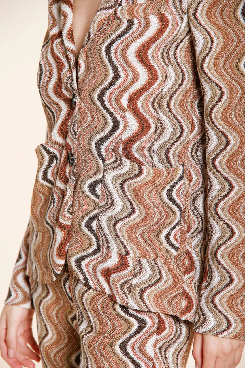 Mason's Helena giacca donna beige onda lurex