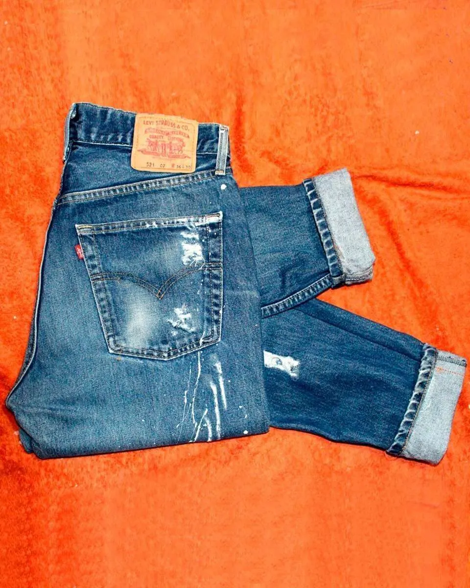 Never Say Never Teschio Messicano 07 jeans dipinti a mano