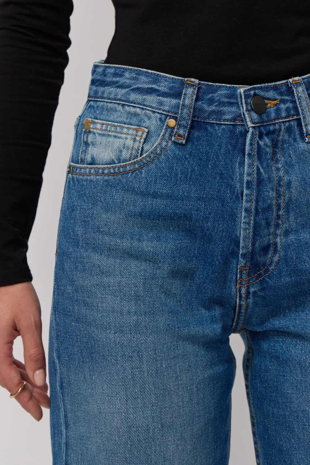Acquaverde Thelma Jeans Dritti Dirty Vita Alta Rigidi