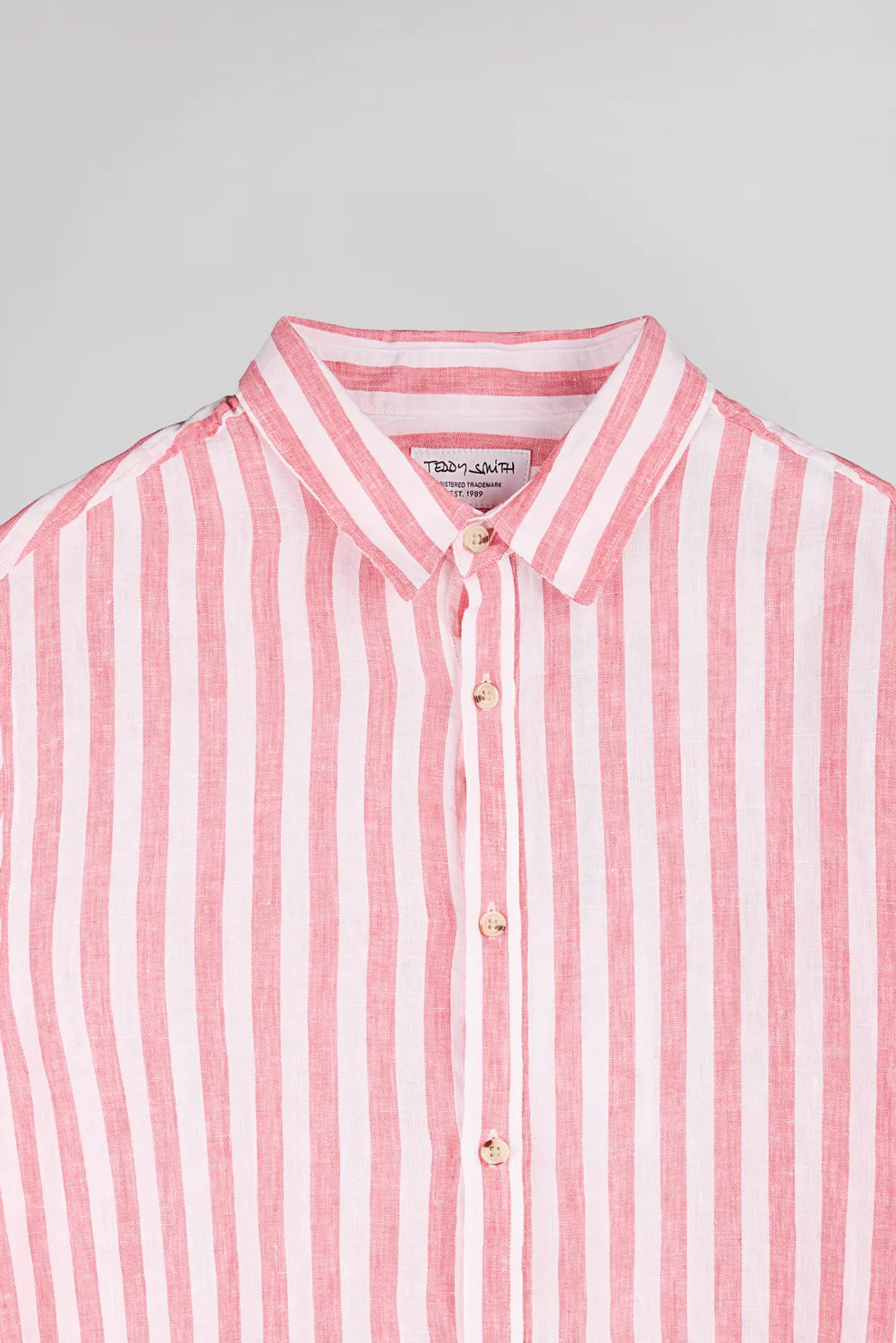 Teddy Smith C-Linen Camicia Uomo Lino Corallo