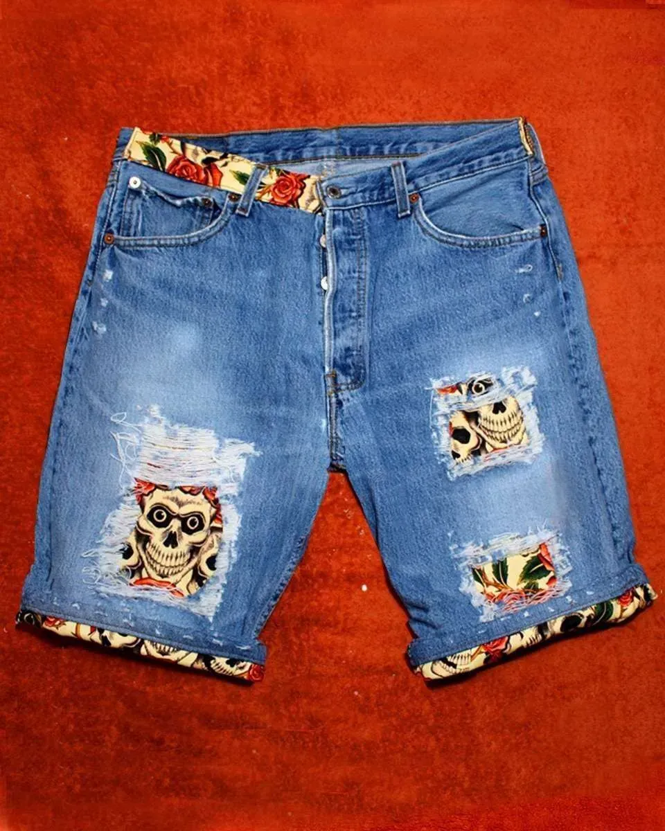 Never Say Never bermuda Levis vintage teschi rose short jeans