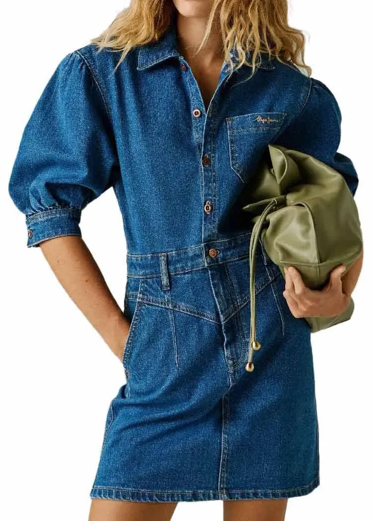 Pepe Jeans Gracie vestito donna M denim stretch blu