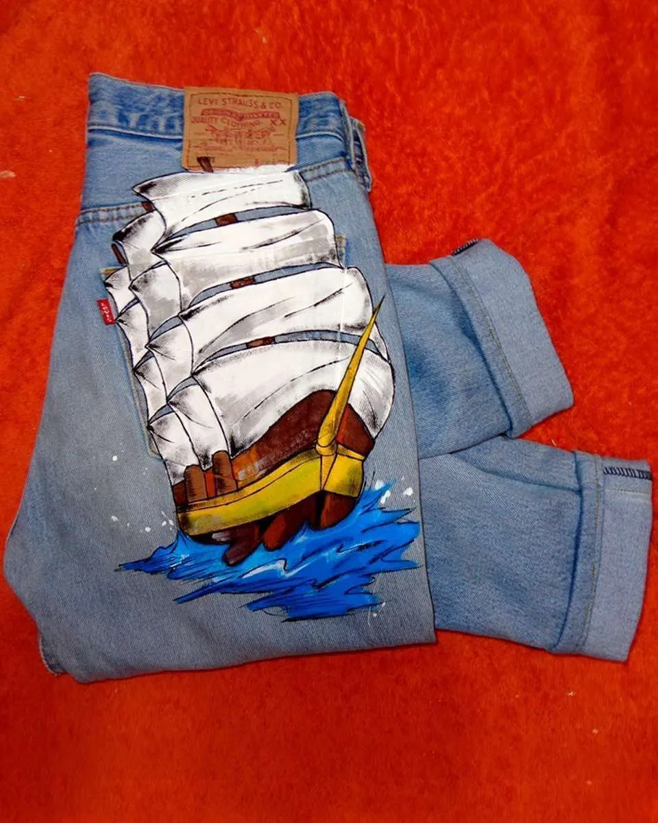 Levi's Vintage Teschio Nave jeans dipinti old school