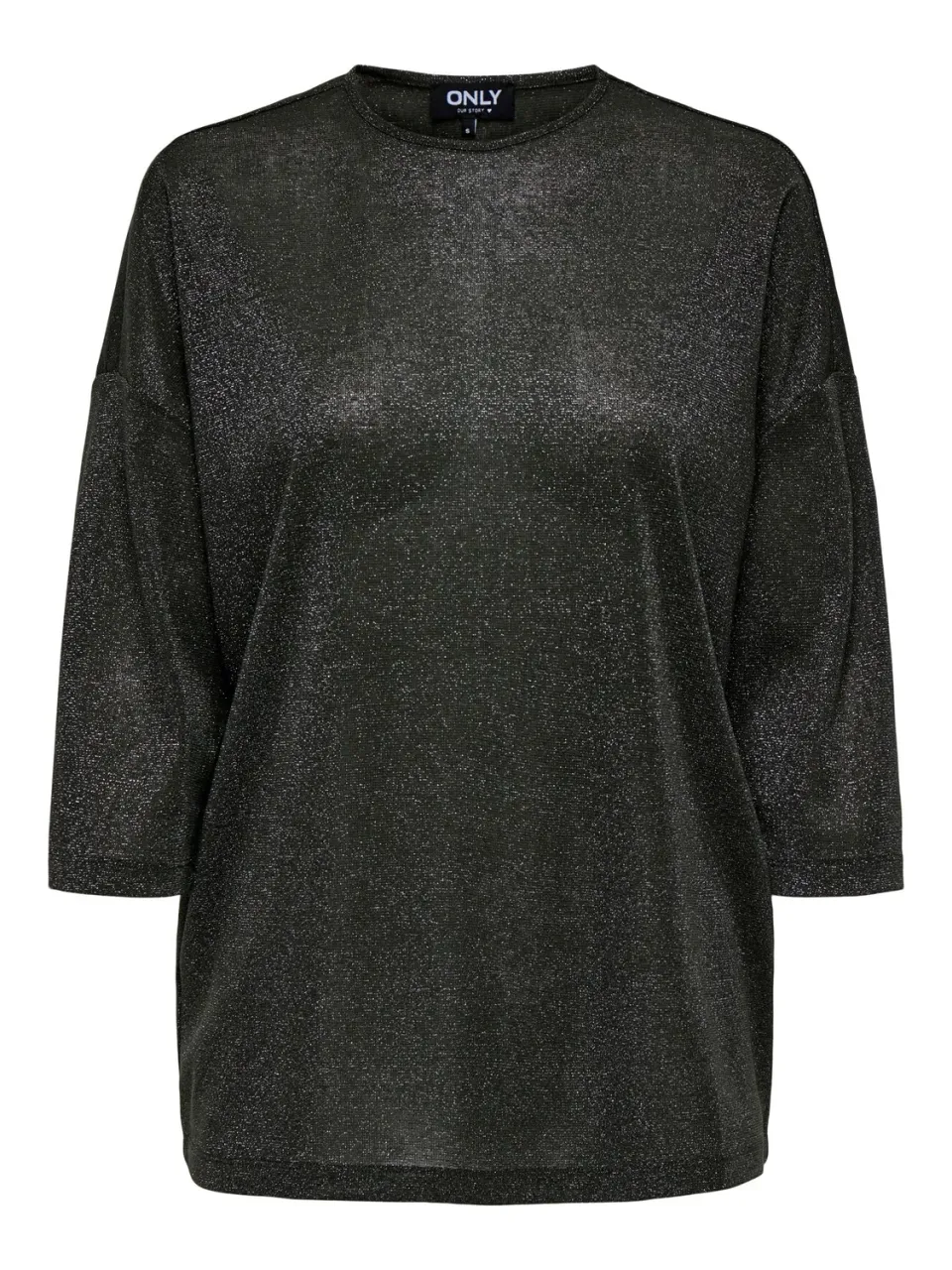 ONLY Onlsilvery Glamour top lurex 3/4 nero S