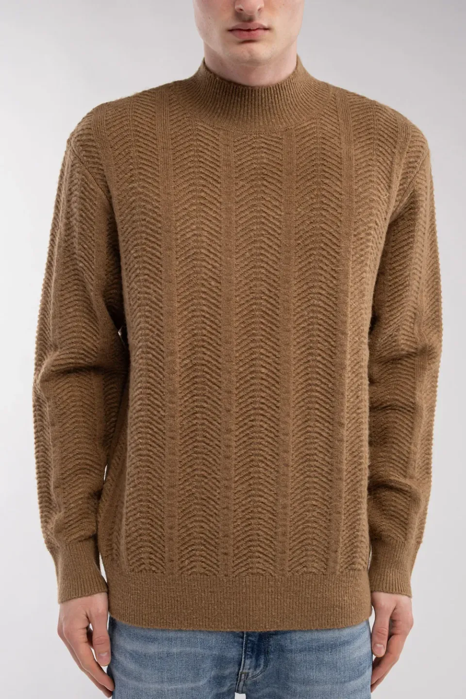 Teddy Smith P-Bacary maglione collo alto nocciola uomo