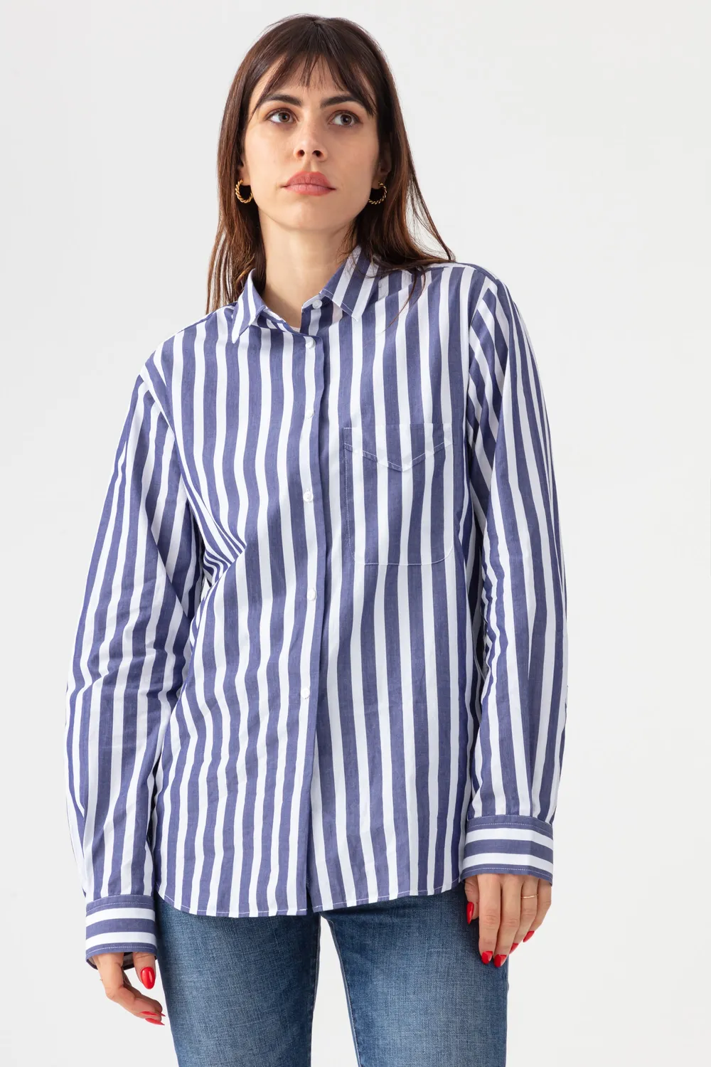 acquaverde Boy Shirt camicia Navy Off White popeline