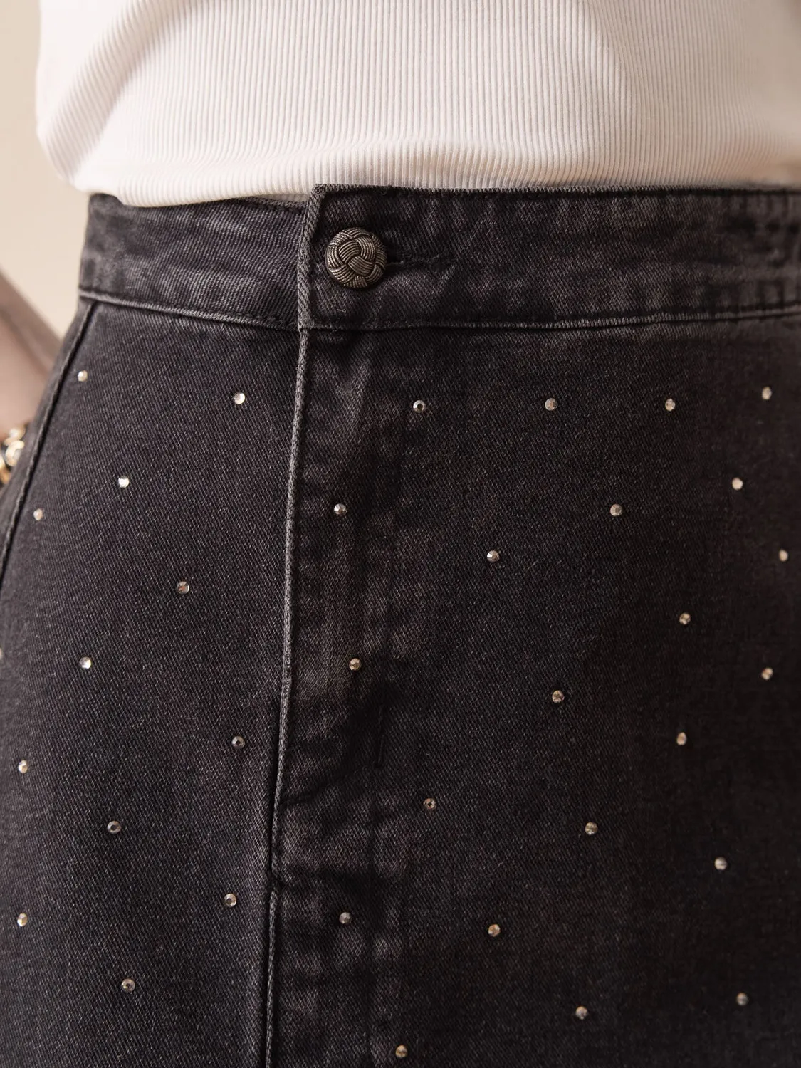Oraije Jusline gonna jeans grigia svasata