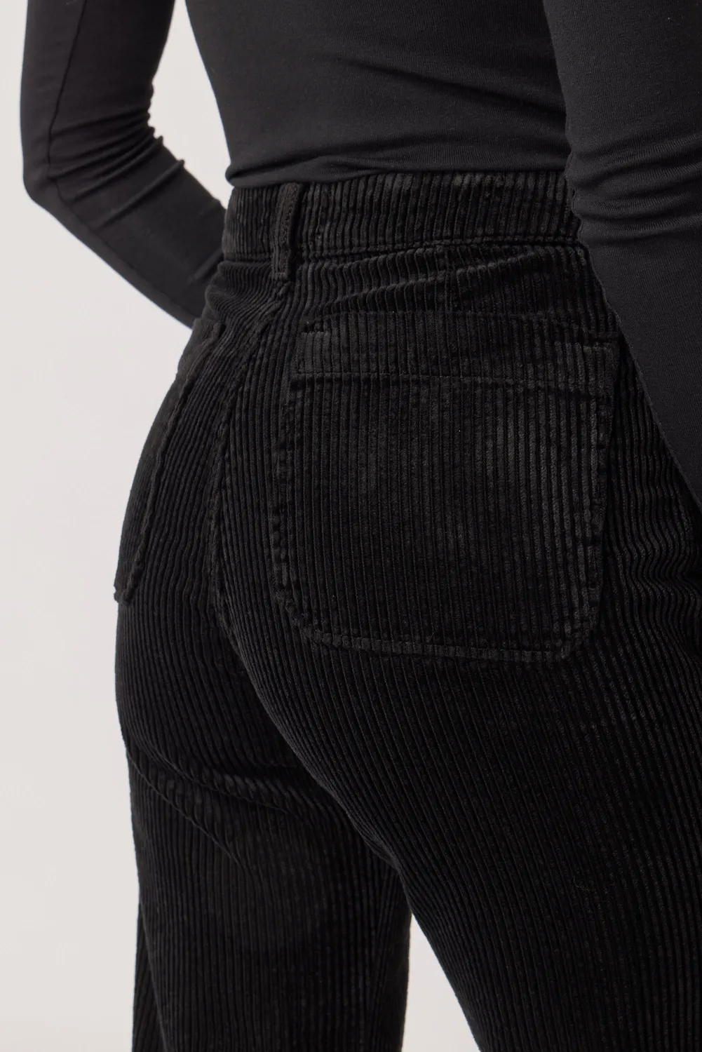 acquaverde Melvil pantaloni velluto neri flare
