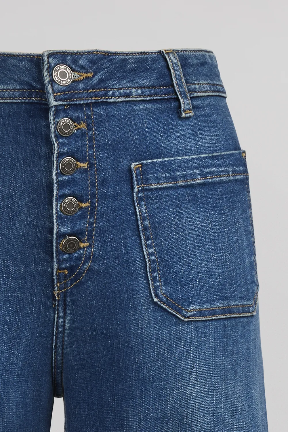 Teddy Smith P-Josefa Button jeans flare vintage indigo donna