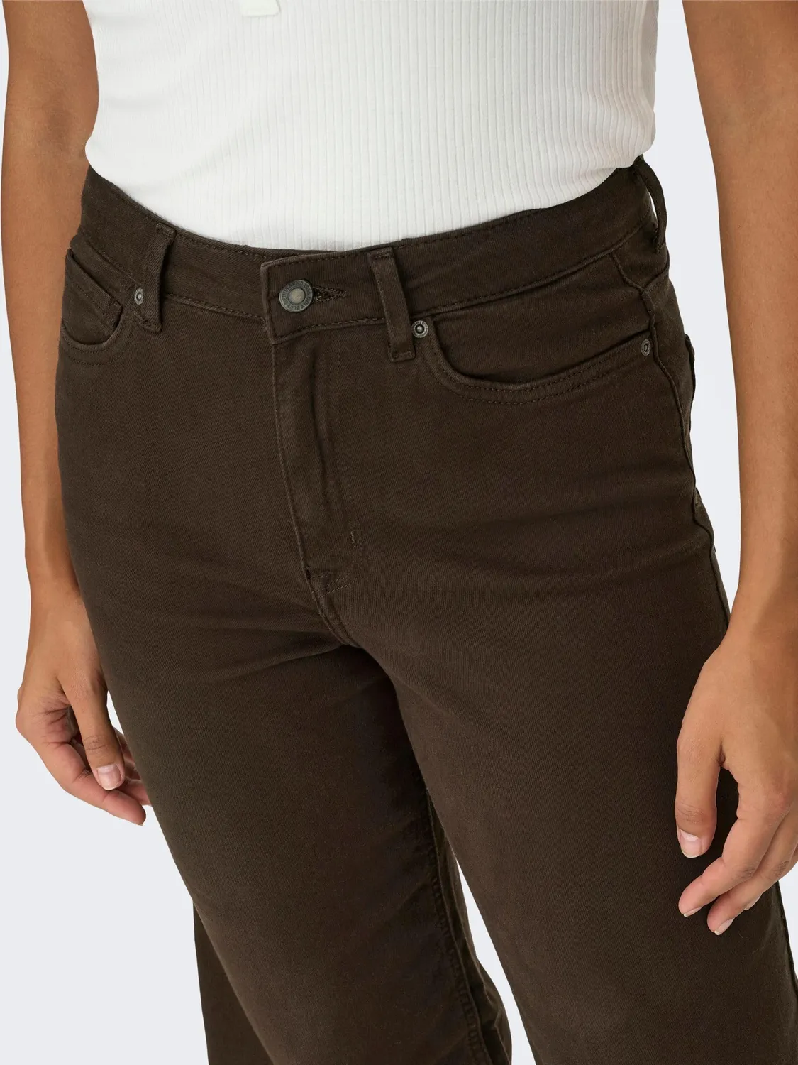 ONLY Onlmadison Wide Leg jeans vita alta marrone