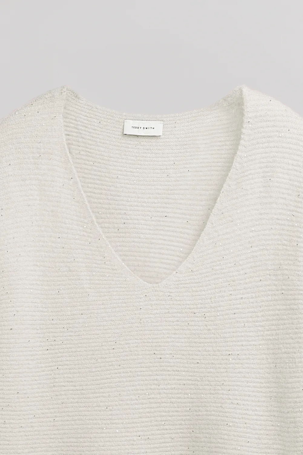 Teddy Smith P-Rachel Middle White pull scollo V donna