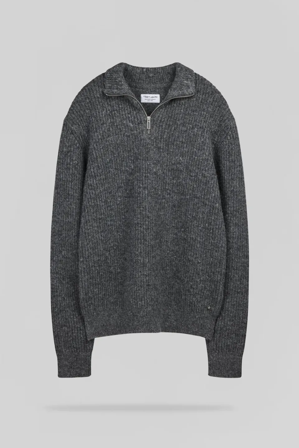 Teddy Smith P-Clayton Maglione Zip Grigio Misto Lana