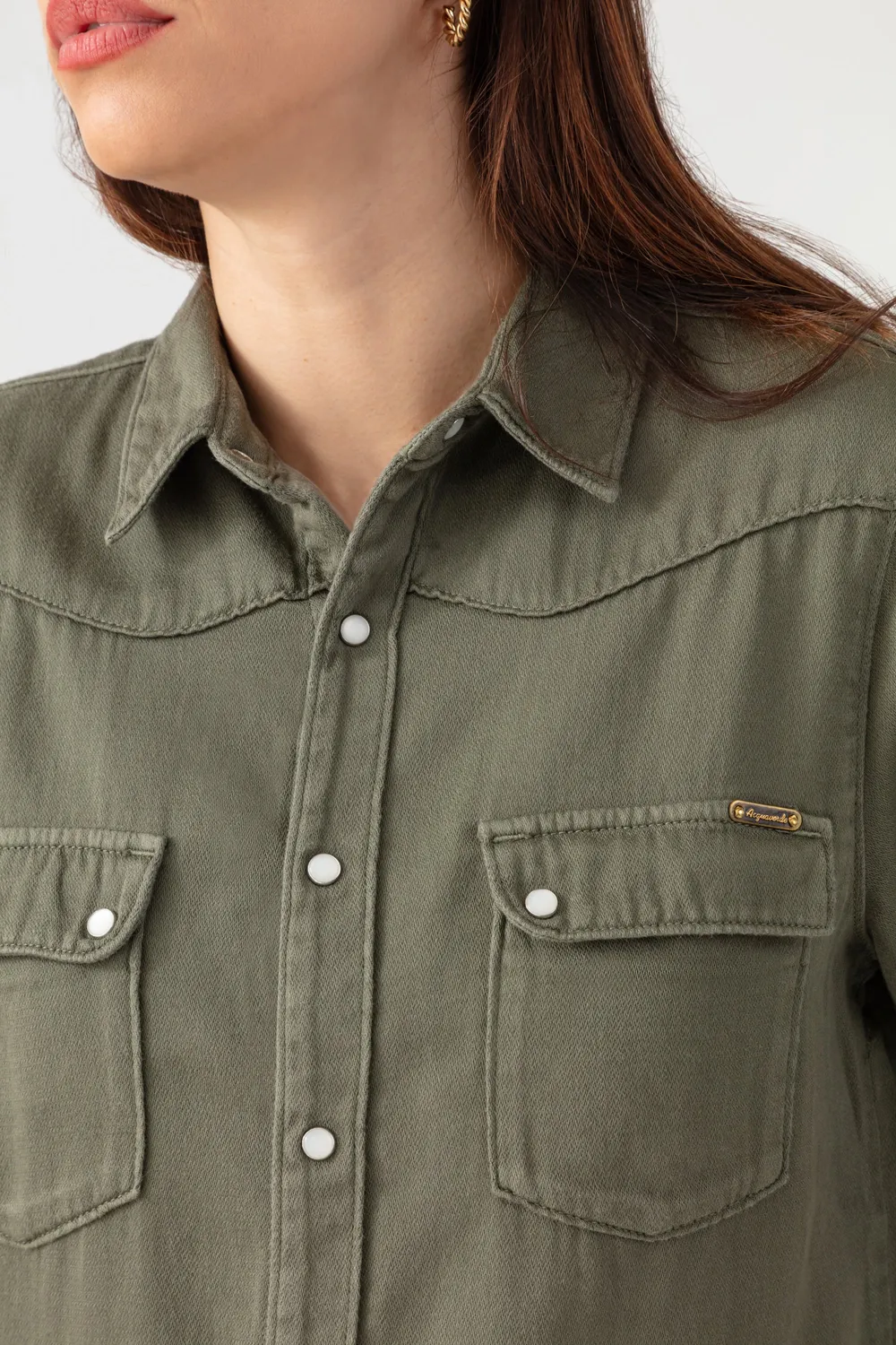 Acquaverde Clyde camicia western Military Kaki