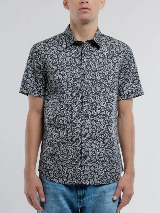 Teddy Smith Cut 2 camicia slim uomo blu floreale