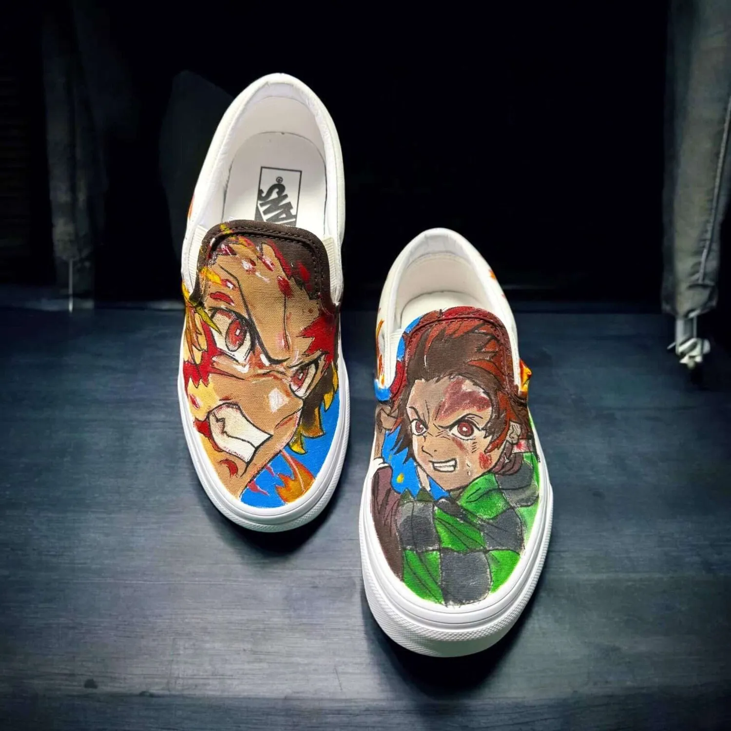 Never Say Never Demon Slayer Vans Slip-On dipinte a mano
